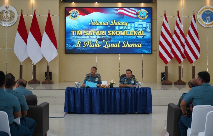 Wujudkan Sistem Komunikasi Aman dan Terintegrasi, Lanal Dumai Ikuti Sosialisasi Aplikasi Trisula dan Matros dari Tim Skomlekal Mabesal